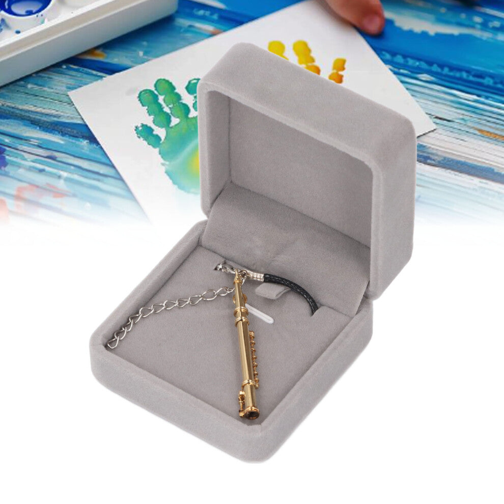 Small Metal Flute Pendant Necklace Daily Wear Portable Musical Instrument Gold