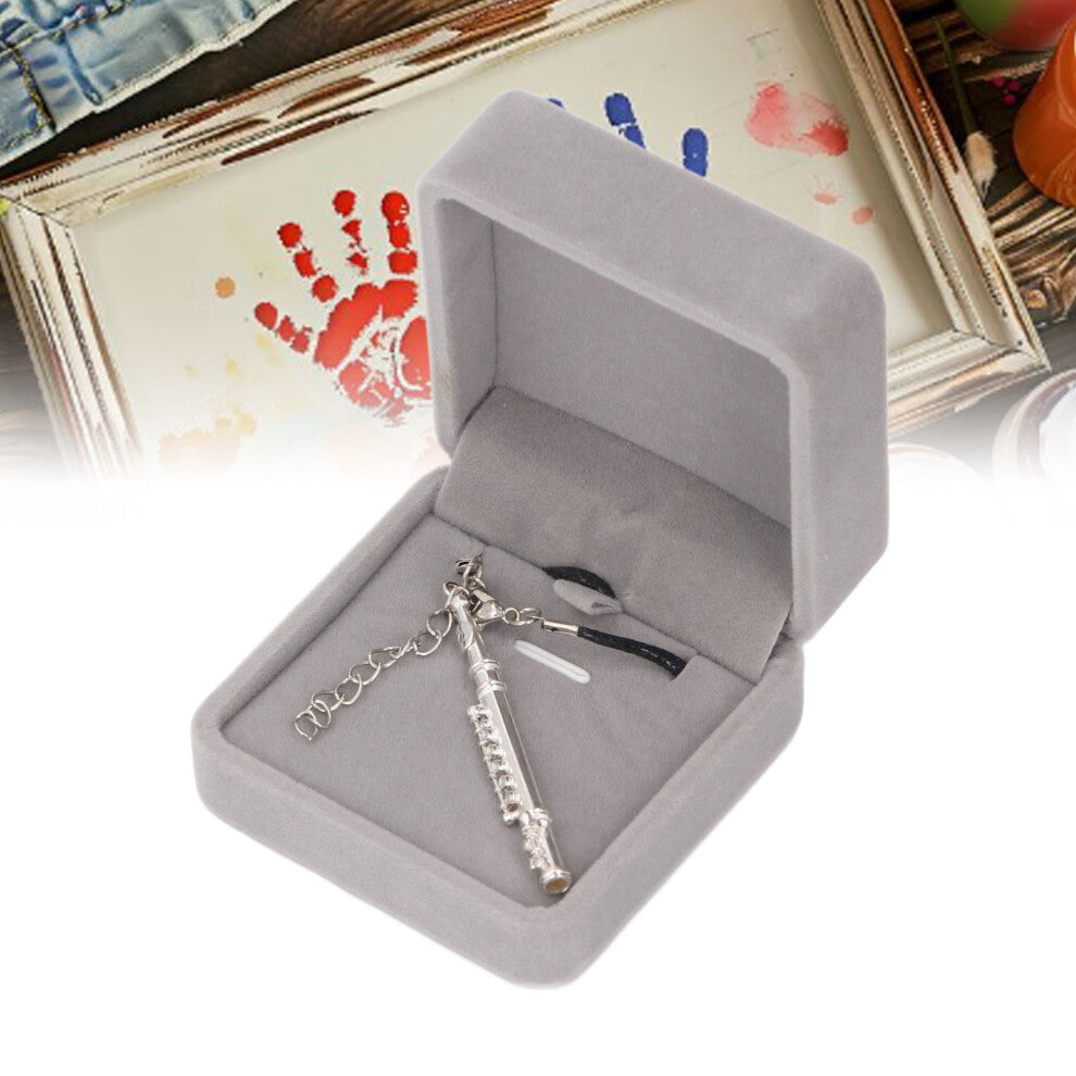 Small Silver Metal Flute Pendant Necklace Portable Musical Jewelry for Daily Wear