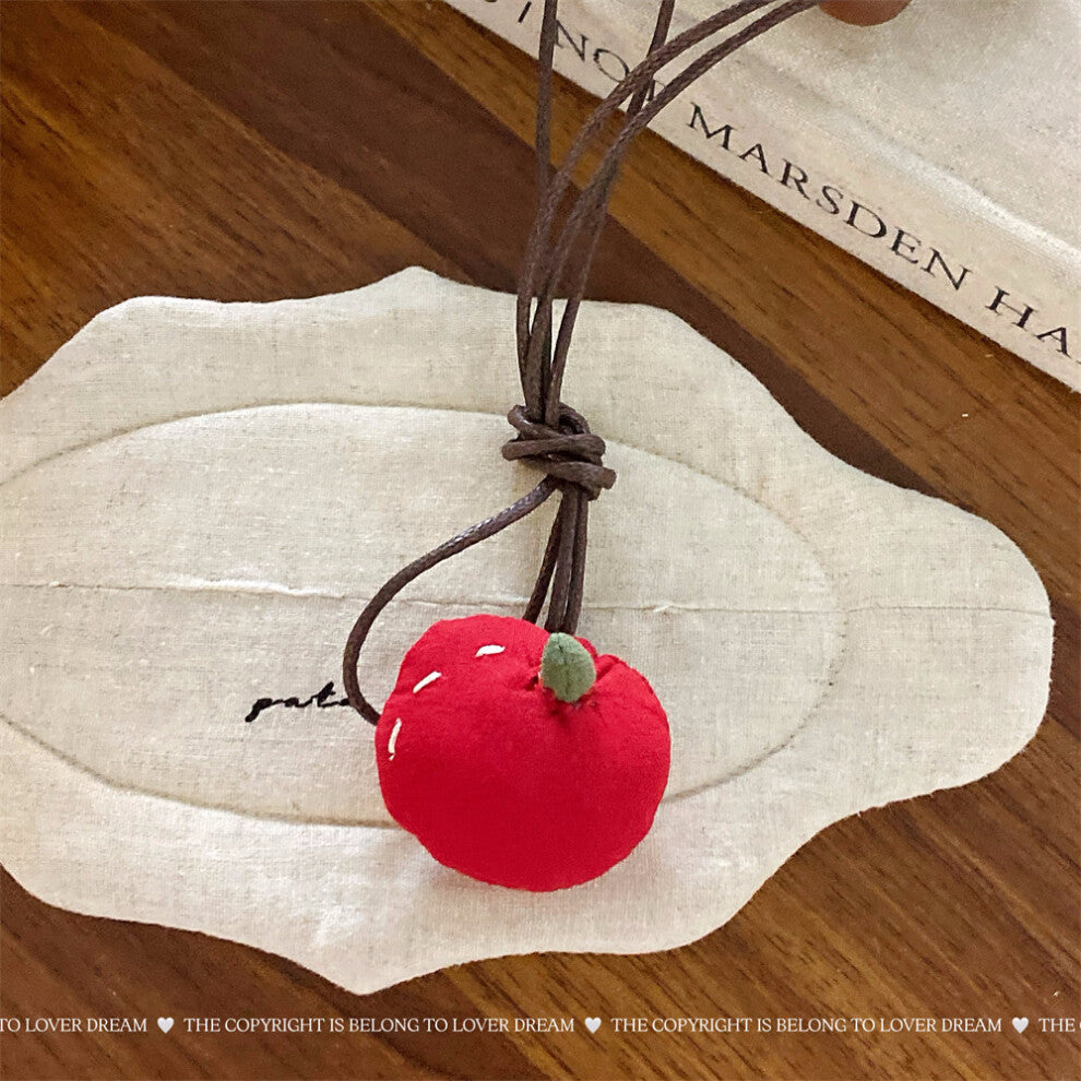 (Red Apple Leather Cord Necklace) New cartoon color house leather rope necklace sweet and cute adjustable children's lanyard necklace for girls
