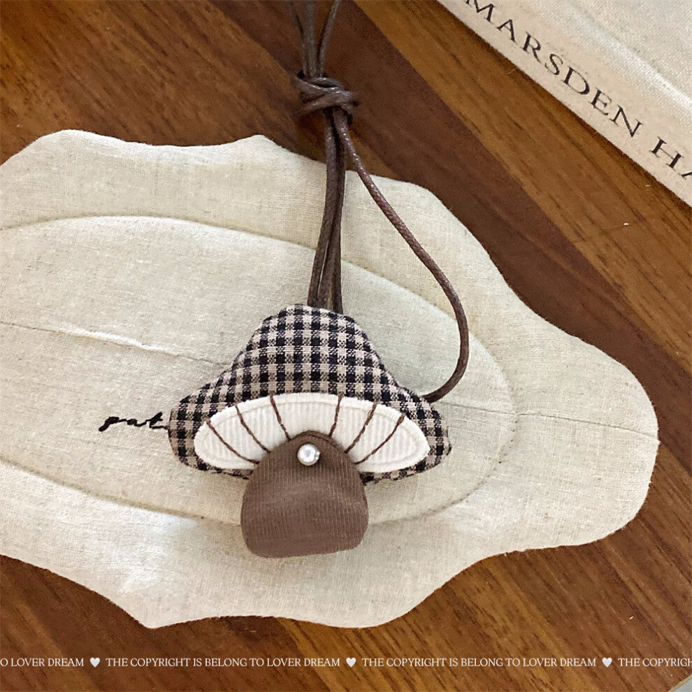 (Black Plaid Mushroom Leather Cord Necklace) New cartoon color house leather rope necklace sweet and cute adjustable children's lanyard necklace for g