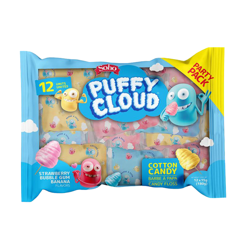 (Puffy Cloud Cotton Candy Fruit Flavoured Fluffy Candies - Pack of 1) Puffy Cloud Cotton Candy Fruit Flavoured
