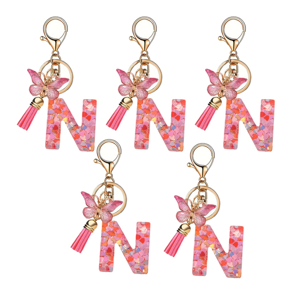 N style letter keychain cute initial handle pendant