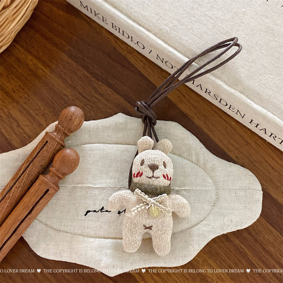 (Khaki scarf bear and rabbit leather cord necklace) New contrast color polka dot three-dimensional mushroom leather rope necklace cute children's adju