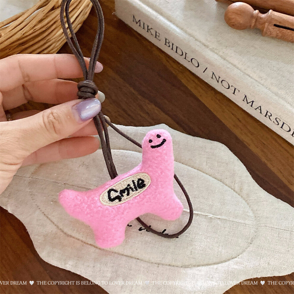 (Pink Dinosaur Leather Cord Necklace) New contrast color polka dot three-dimensional mushroom leather rope necklace cute children's adjustable lanyard