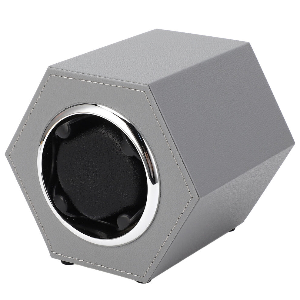 Hex Shaped Automatic Watch Winder Box Light Grey 2 Modes for High-End Watches