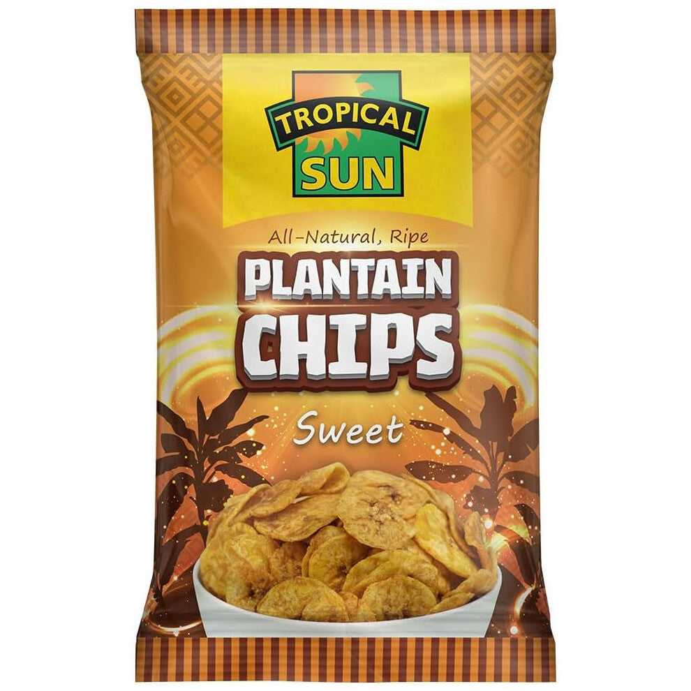 Tropical Sun Natural Plantain Chips Sweet 70g (Pack of 8)