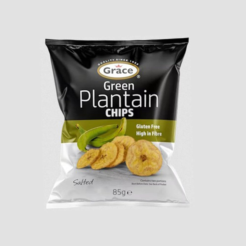 Grace Green Plantain Chips Salted 85g (Pack of 8)