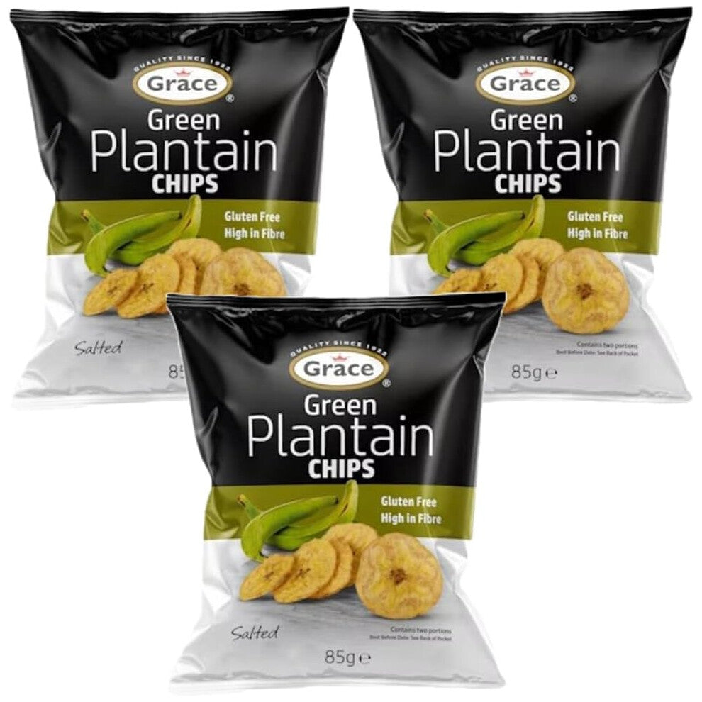 Grace Green Plantain Chips Salted 85g (Pack of 24)