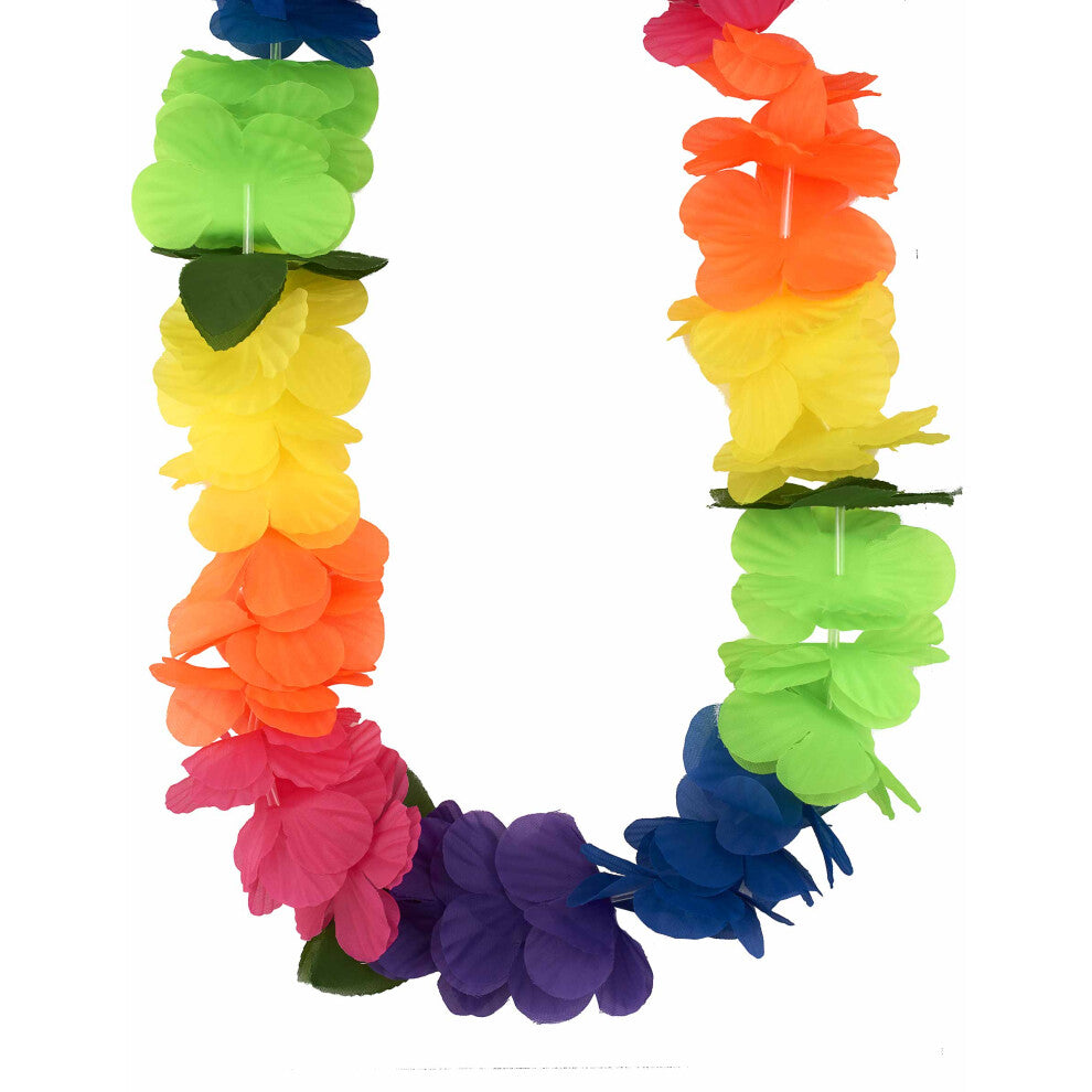 Hawaiian necklace with large multicolored flowers