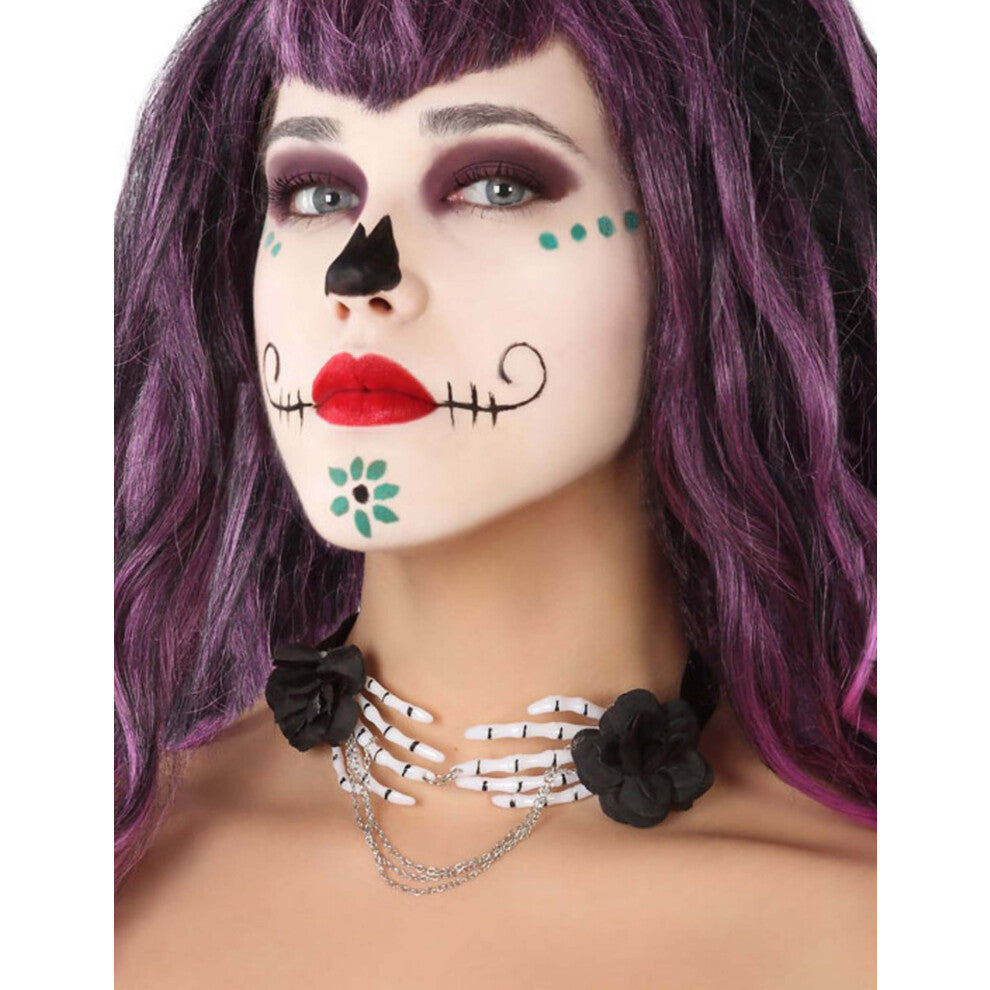 Adult dia de los muertos skeleton hands necklace