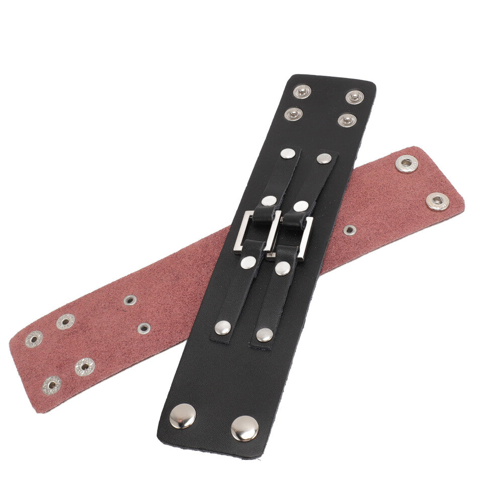 2pcs Punk PU Leather Wrist Cuffs for Men Women Black Brown 23.5cm