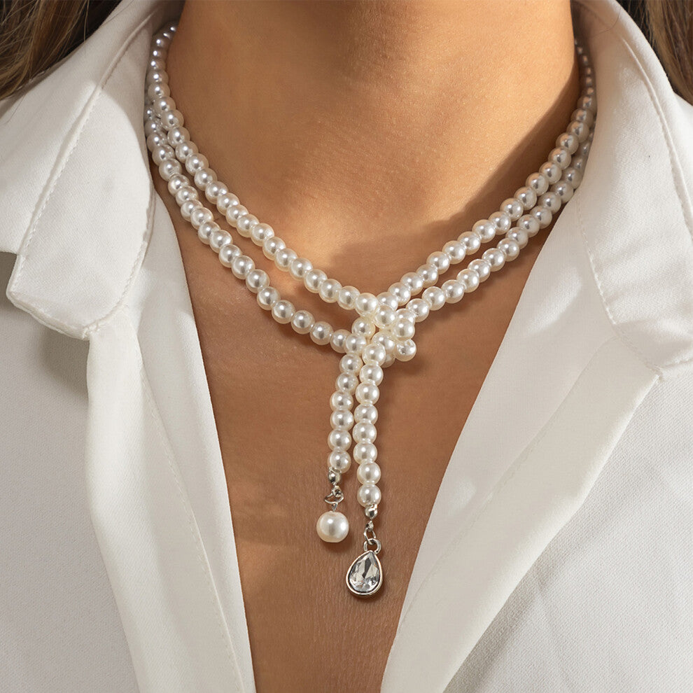 Elegant Multilayer White Pearl Necklace for Women K-4666, One Size