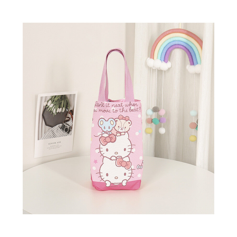 (StyleC, Small) Hello Kuromi Kitty Cartoon Canvas Hanging Storage Bag For Use Office Household