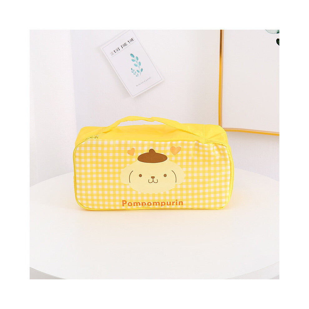 (StyleD) Hello Kuromi Kitty Grid Pattern Travel Storage Bag For Makeup And Lingerie