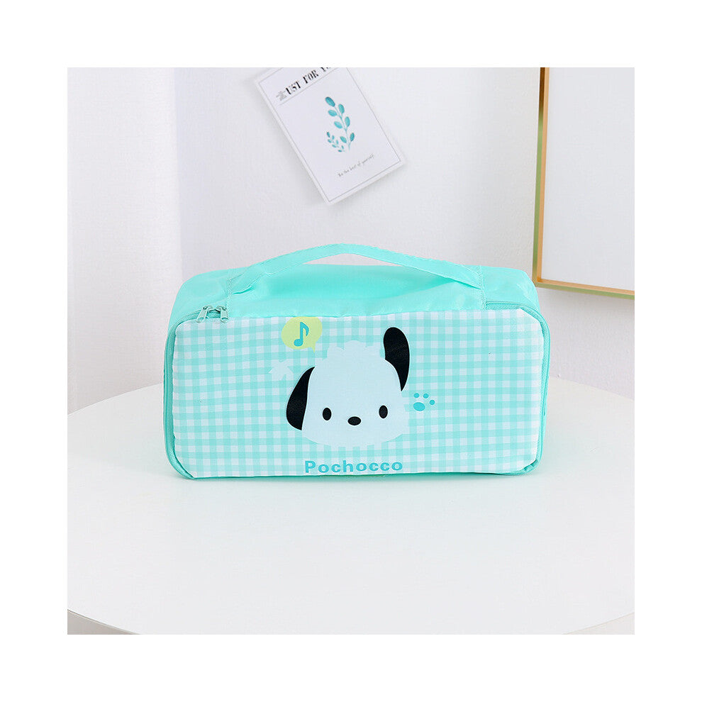 (StyleH) Hello Kuromi Kitty Grid Pattern Travel Storage Bag For Makeup And Lingerie