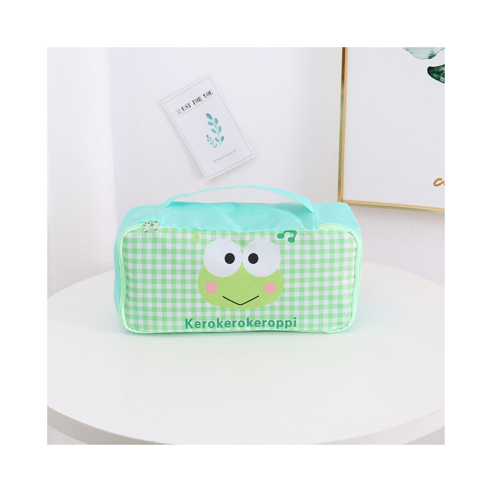 (StyleI) Hello Kuromi Kitty Grid Pattern Travel Storage Bag For Makeup And Lingerie
