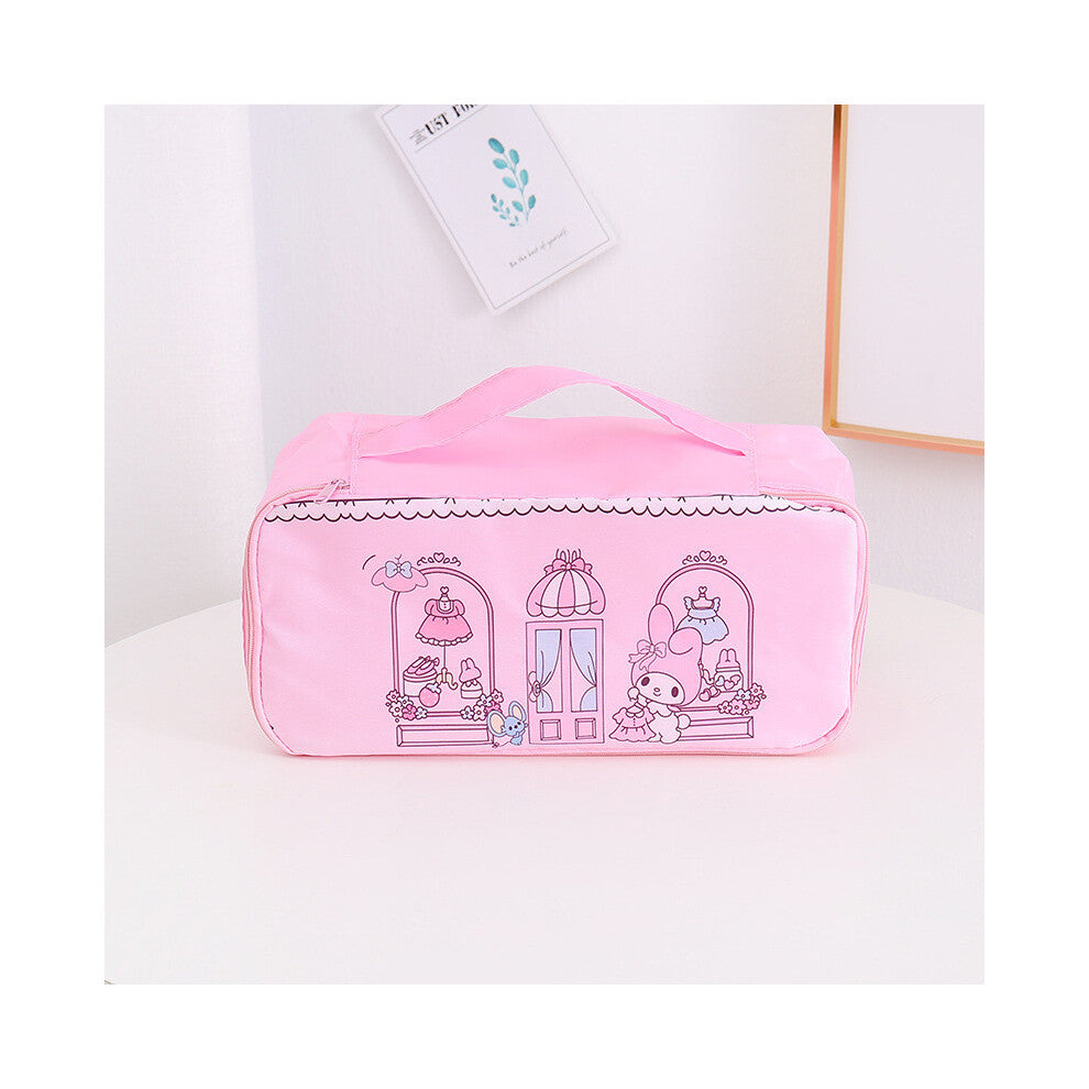 (StyleK) Hello Kuromi Kitty Grid Pattern Travel Storage Bag For Makeup And Lingerie