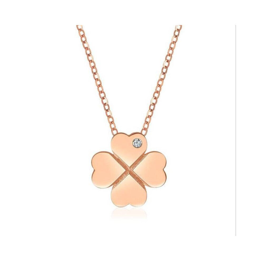 (Style A) Four Fashion Leaf Clover And Heart Chain Necklace Decoration With Rhinestone