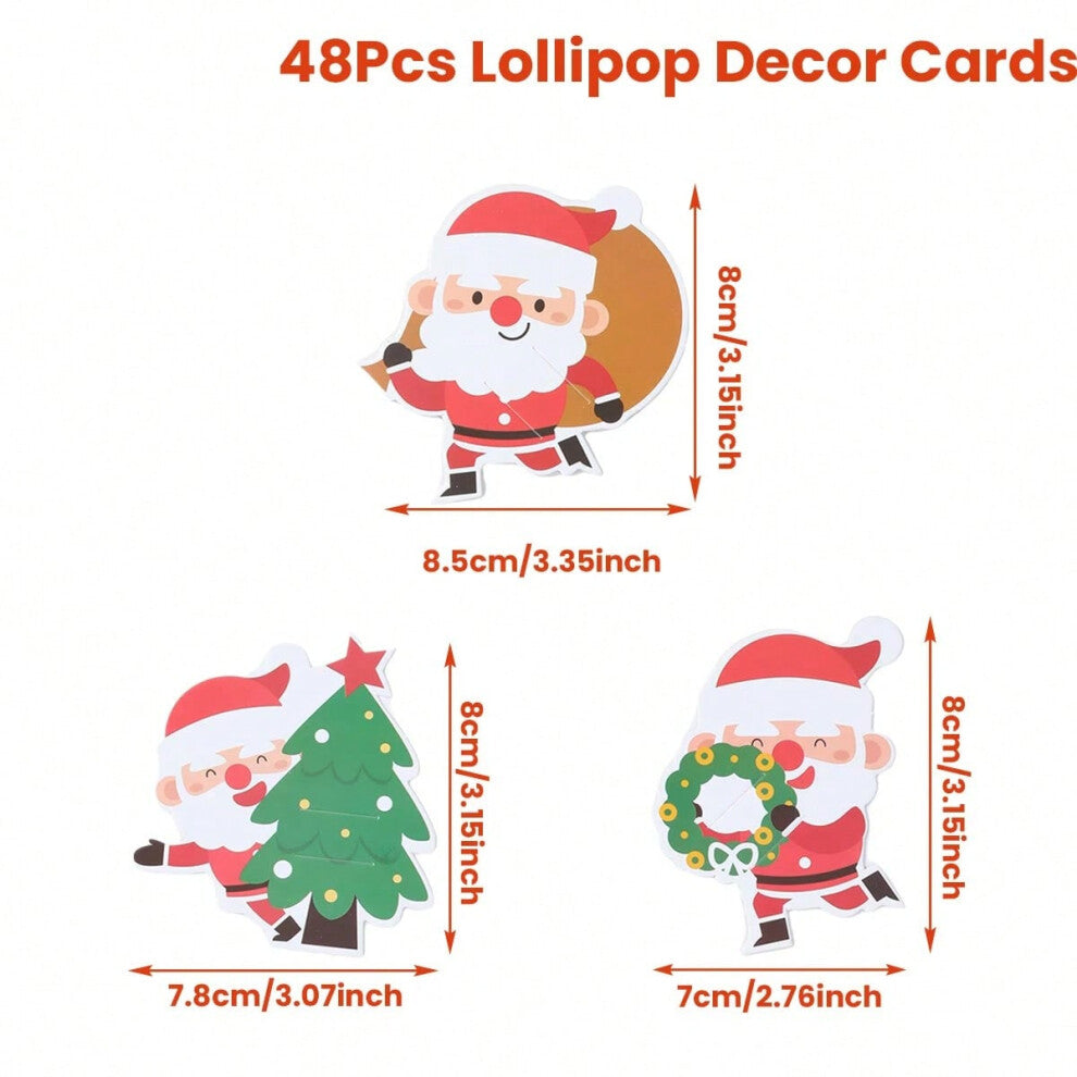 (48pcs) Santa Claus Lollipop Holder Cards 2025 Merry Christmas Decorations Lollipop Candy Gifts Package Christmas Gifts Navidad Natal
