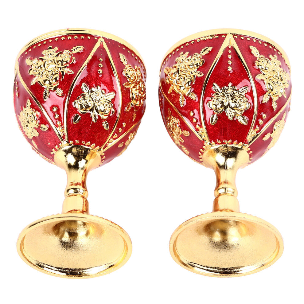 Elegant Gold Red Wine Glass Set 3D Rose Decor Luxury Zinc Alloy Construction