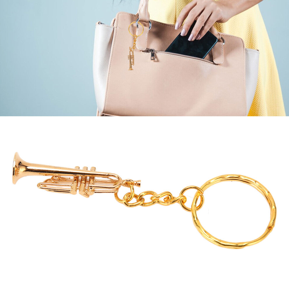 Elegant Brass Trumpet Key Ring Pendant for Festival Gift or Decor