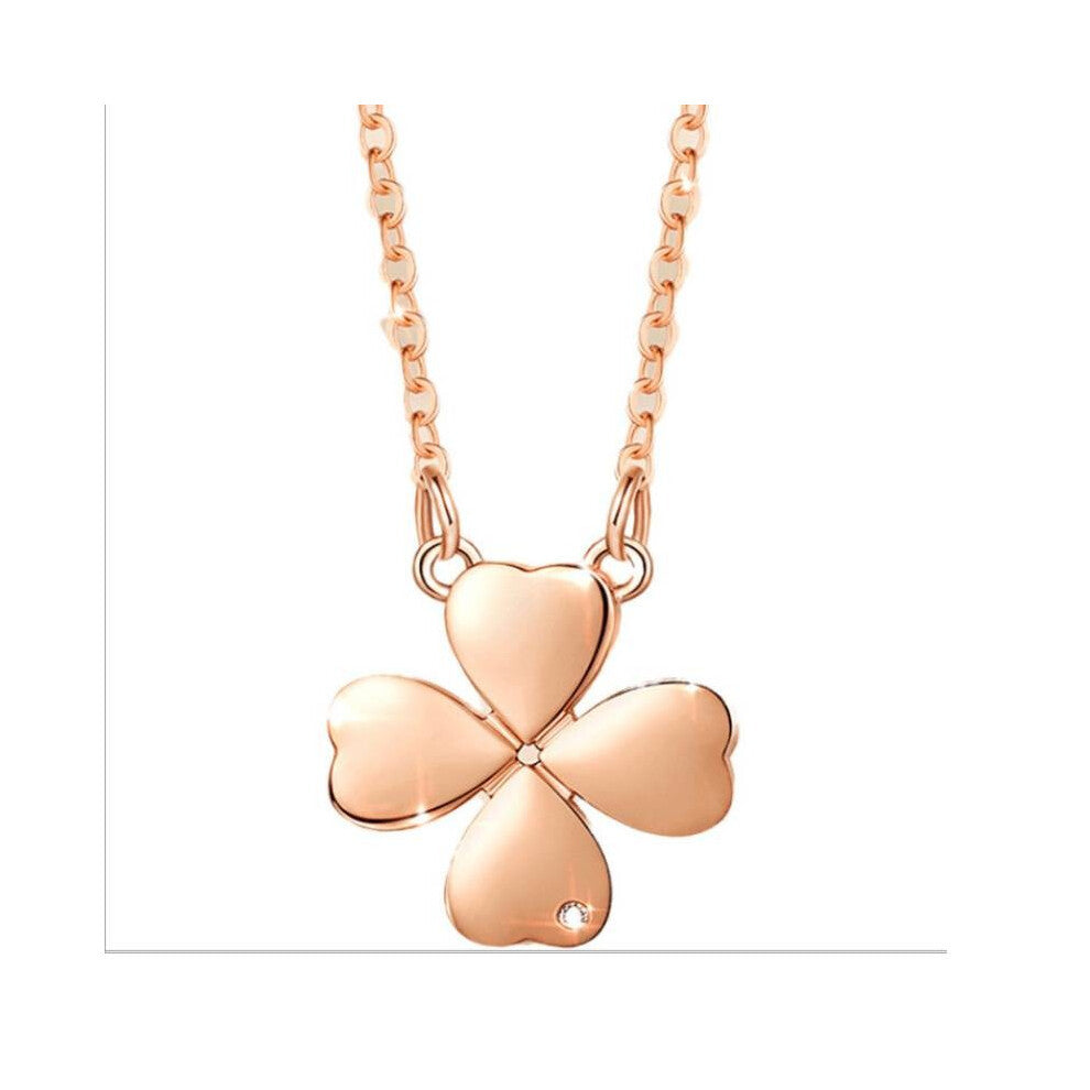 (Style C) Leaf Four Fashion Clover And Heart Chain Necklace Rhinestone With Decoration