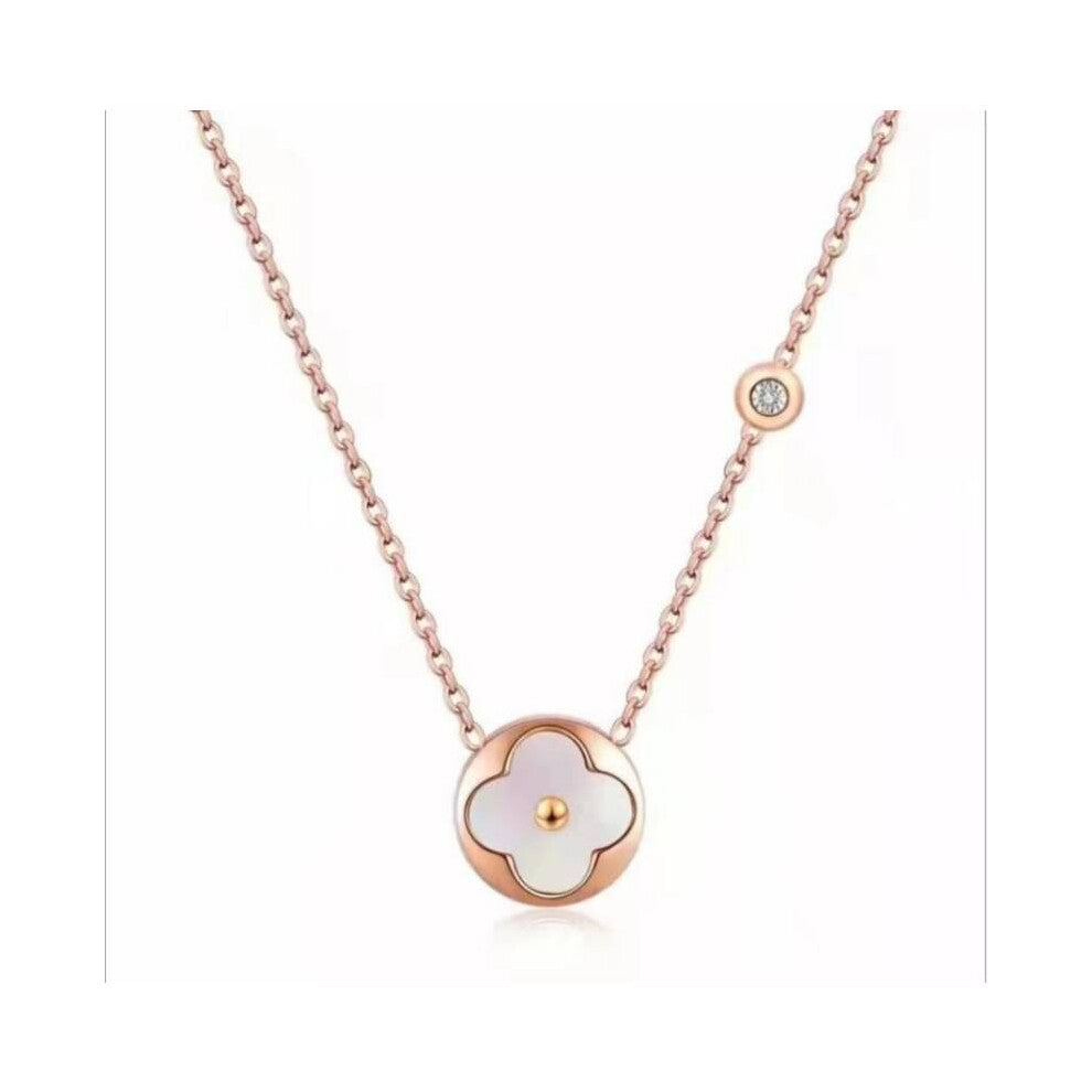 (Style I) Leaf Four Fashion Clover And Heart Chain Necklace Rhinestone With Decoration