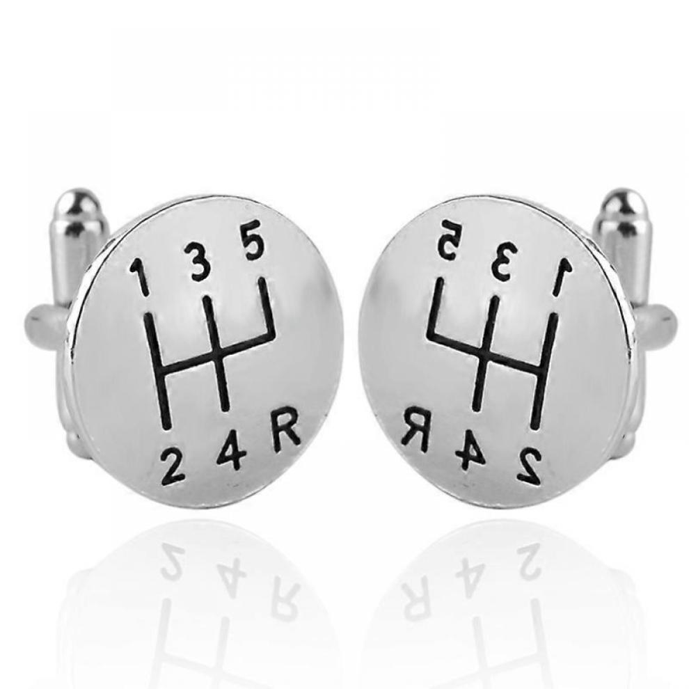 XIANRENGE Cufflinks for Men, Stainless Steel Round Car Gear Speed Stick Retro, for Business Wedding Gift