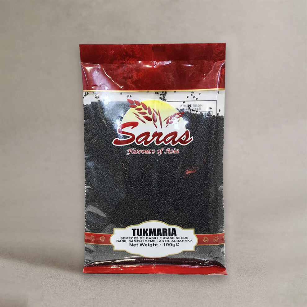 Saras Tukmaria Basil Seeds 100g | Healthy Cooling Seeds for Drinks & Desserts