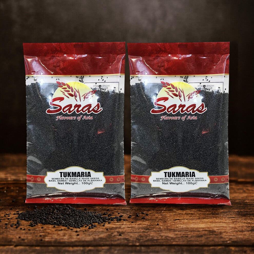 Saras Tukmaria Basil Seeds 100g (Pack of 2) | Healthy Cooling Seeds for Drinks & Desserts