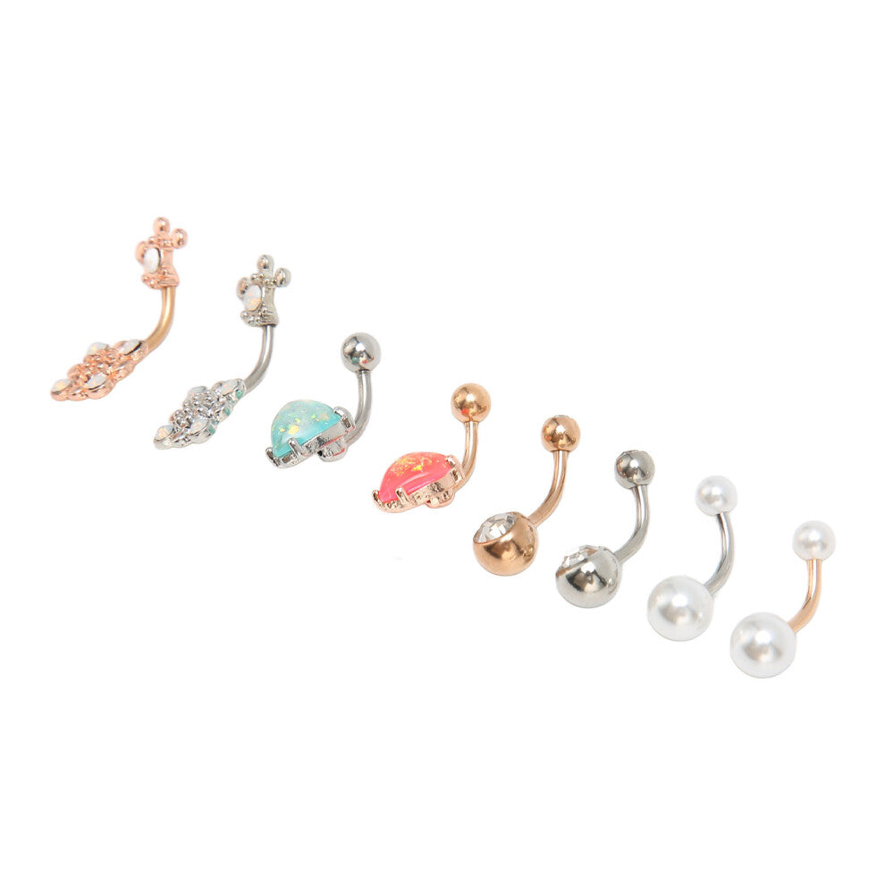 High-Gloss 8 Pcs Belly Rings - Durable and Comfortable Design
