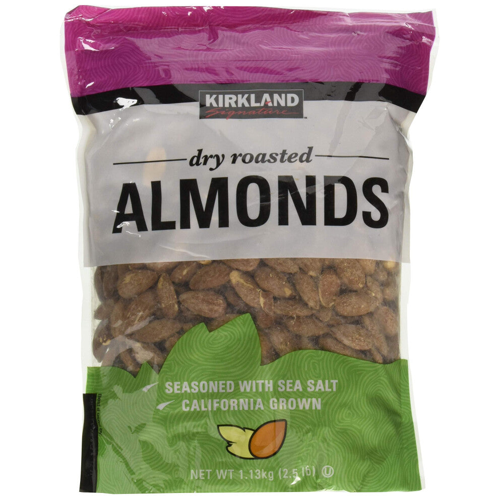 Kirkland Signature Dry Roasted Almonds Seasoned with Sea Salt: 2 Bags of 2.5 Lb