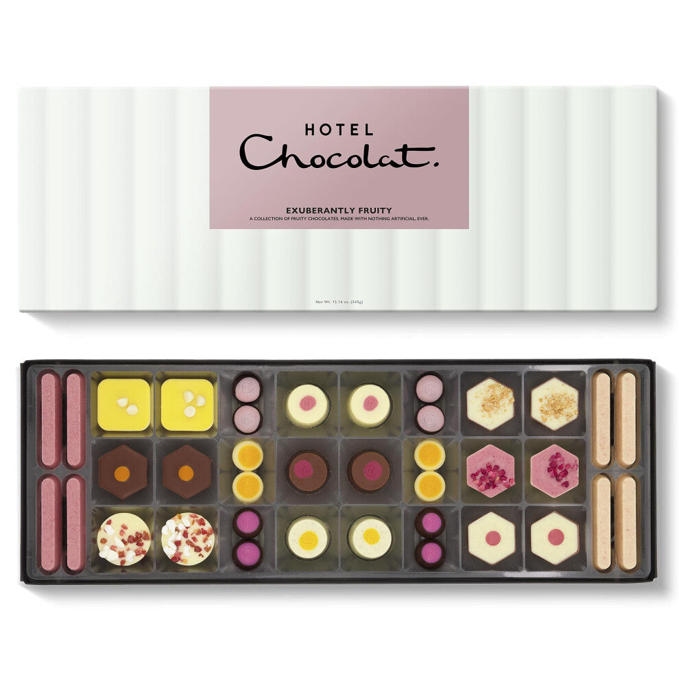 Hotel Chocolat Exuberantly Fruity Sleekster - 38 Fruity Chocolates, 345g - Suitable For Vegetarians - Gifts For Birthday, Thank You, Congratulations,