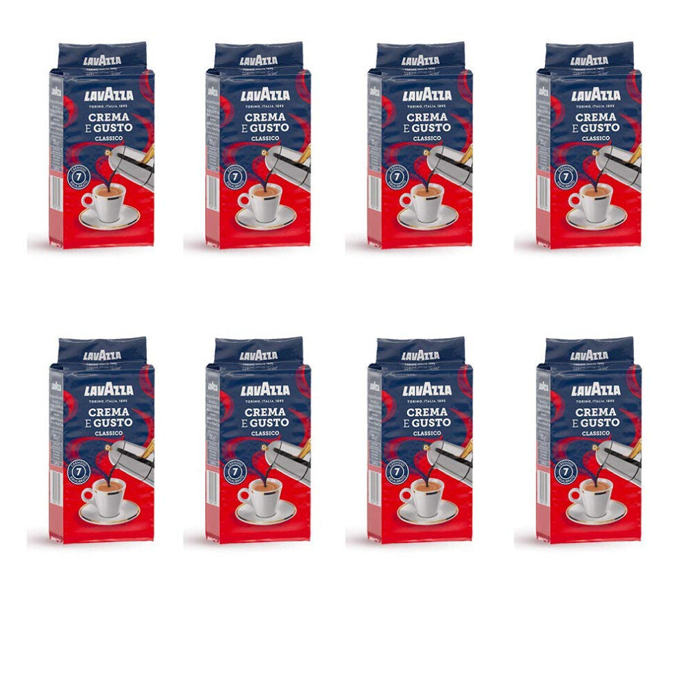 8x LAVAZZA CREMA E GUSTO Classico Ground Italian Coffee Espresso 250g
