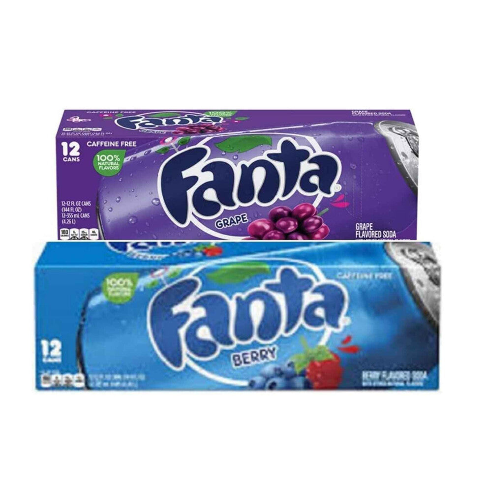 Fanta Grape and Berry Flavoured Soda 355ml (12 cans Each)