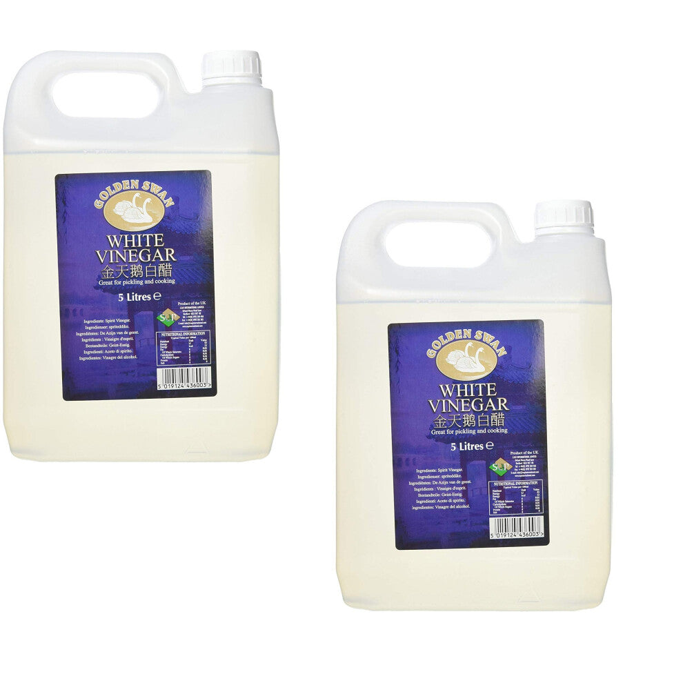 Red Rickshaw White Vinegar for Cleaning, Pickling, Marinating & Cooking - Distilled White Vinegar- 5 Litre Bottle - Produced in The UK (8 Pack)