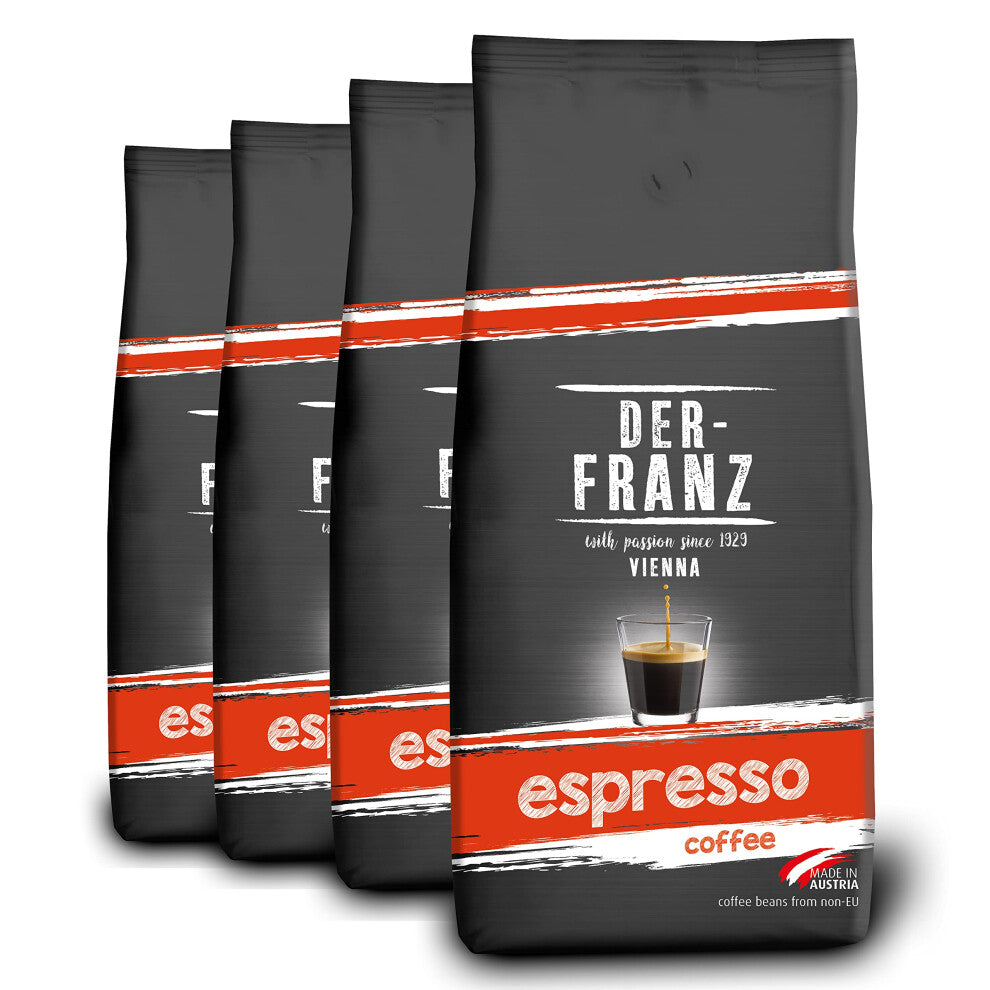 Der-Franz Espresso Coffee, whole bean, 4 x 1000 g