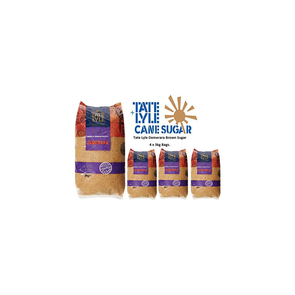 Tate & Lyle 12kg Brown Demerara Sugar Poly Bag {4 x 3kg Bags}