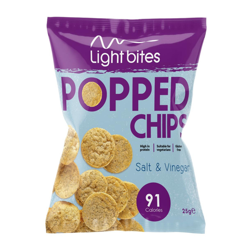 LighterLife Light Bites Popped Chips, High Protein Crisps Salt & Vinegar Multipack 28 x 25g, 91 Calories & 11.2g Protein, Low-Calorie, Low Carb