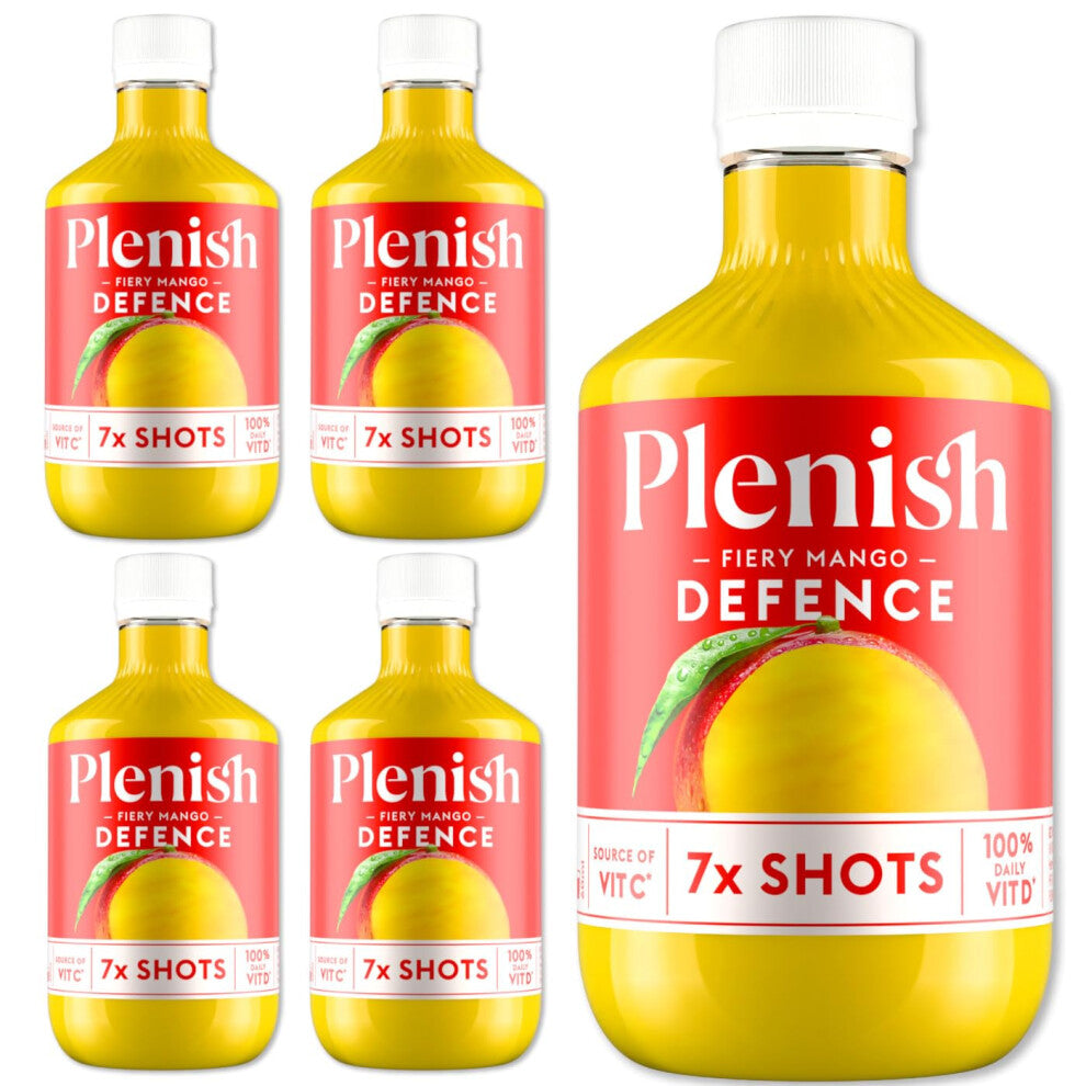 Plenish Mango Vitamin D Health Shots Multipack 4 x 420ml Dosing Bottles | 28 Mango Shots - 100% of your daily Vitamin D | 100% Natural, Vegan & Gluten