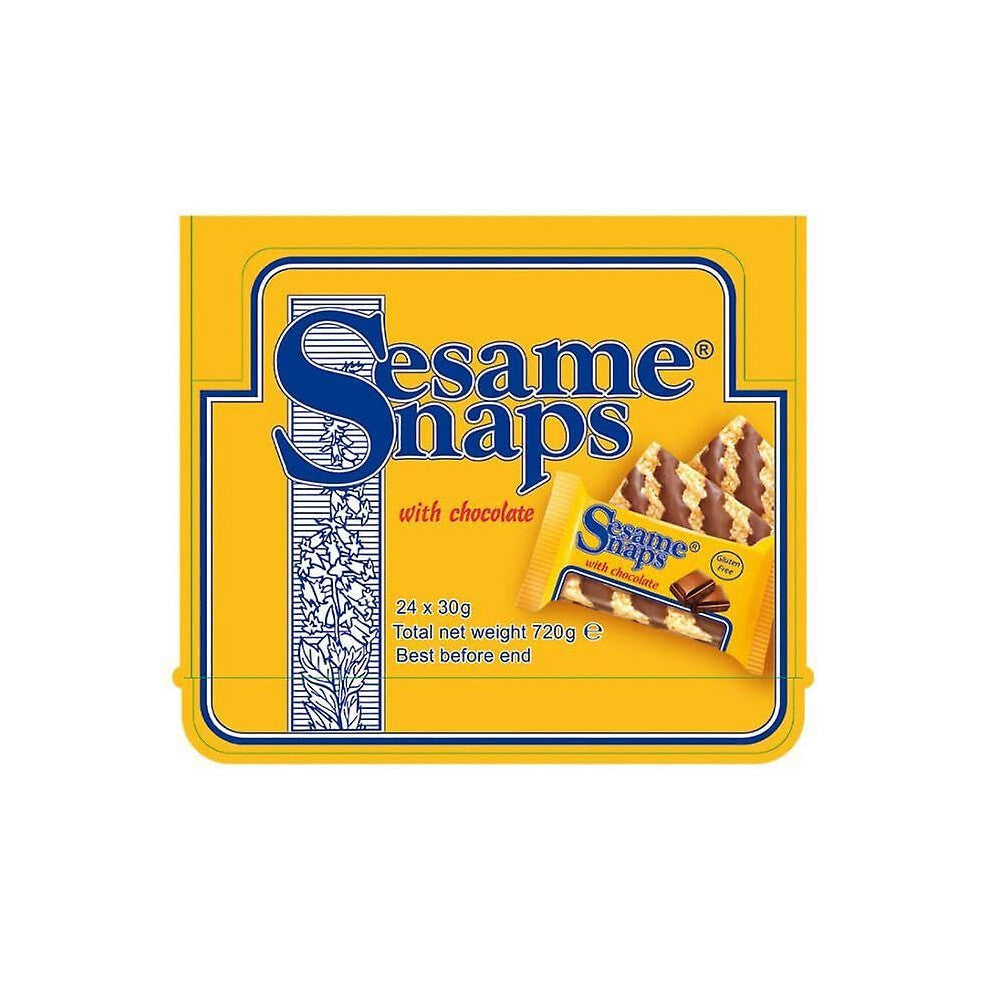 Sesame Snaps 30g | Suitable for vegetarians | Gluten free | (48 Pack, Chocolate)