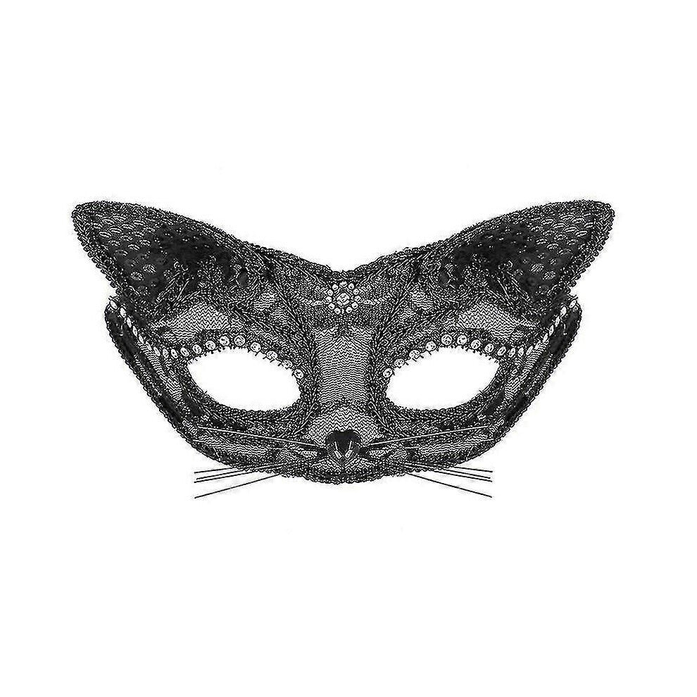 (svart)Morsom voksen maske Sminke Kostyme rekvisitter Blonder Kvinnelig Dyr Katt Ansiktsmaske Halloween
