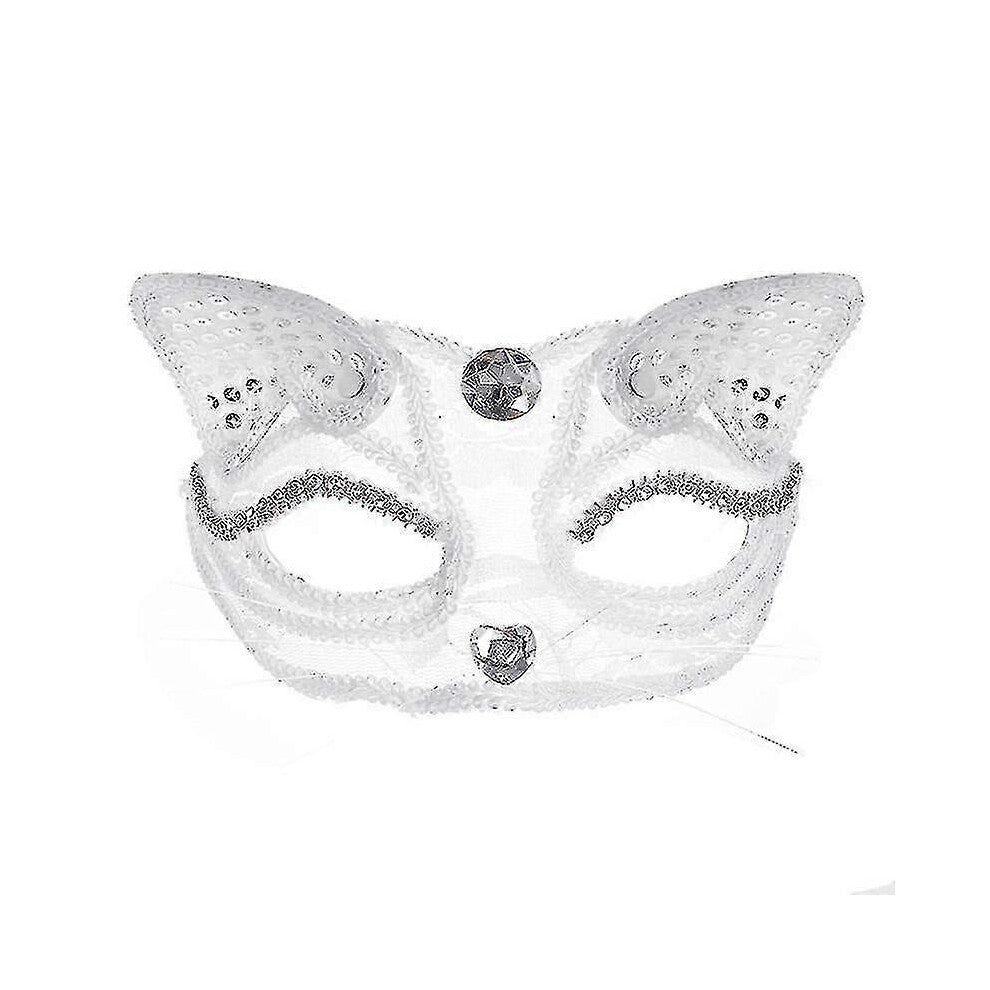 (hvit)Morsom voksen maske Sminke Kostyme rekvisitter Blonder Hundyr Katt Ansiktsmaske Halloween Party