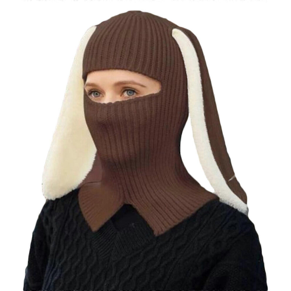 (brun)Fun Bunny Balaclava menn kostyme hatter Halloween gave varm myk heklet lue Halloween gave varm