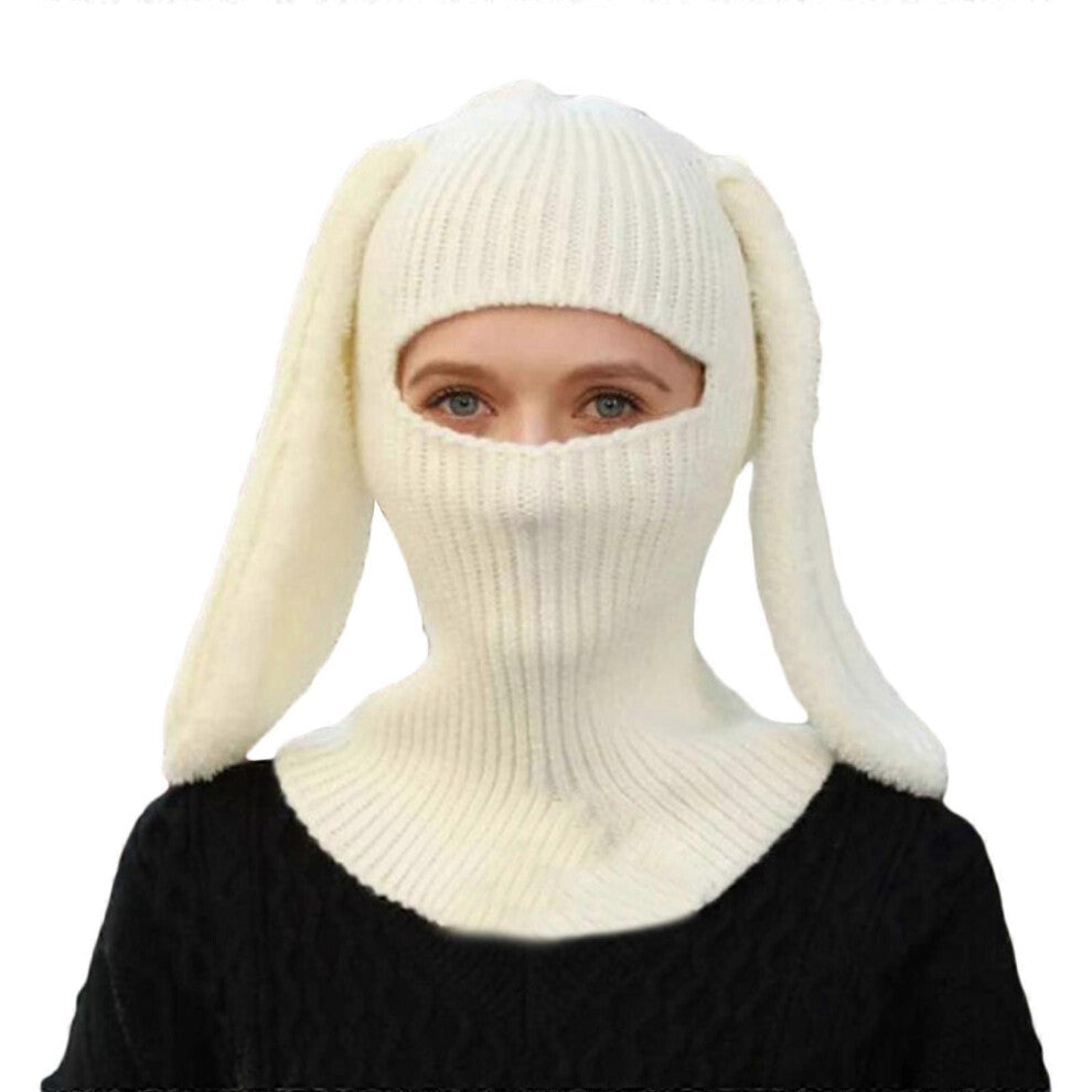 (Hvit)Fun Bunny Balaclava menn kostyme hatter Halloween gave varm myk heklet lue Halloween gave varm
