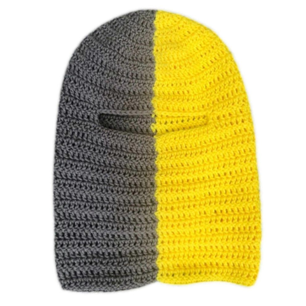 (gråaktig gul)Fun Ghost Balaclava menn kostyme hatter Halloween gave varm myk heklet bøtte lue Halloween