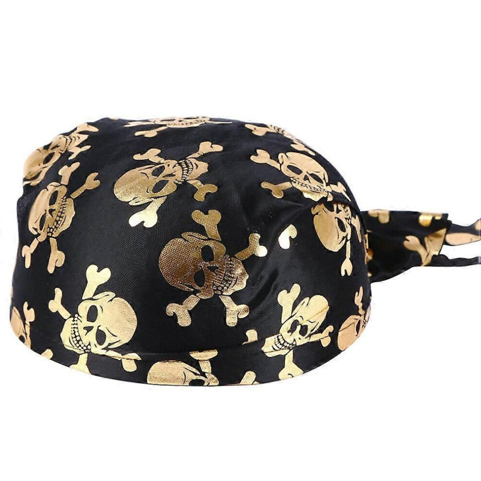 Morsomme piratkostyme kolonihatter Skjelettmønster Pirattilbehør til Halloween eller fester (gyldent)