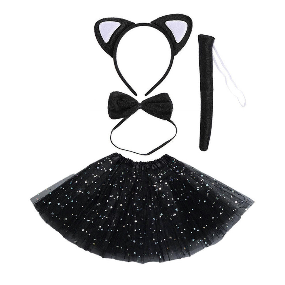 (White Heart Cat Suit) Morsomt kattungeøre-hårbøyleskjørt Bowtie halesett for Halloween og Cosplay tegneserie