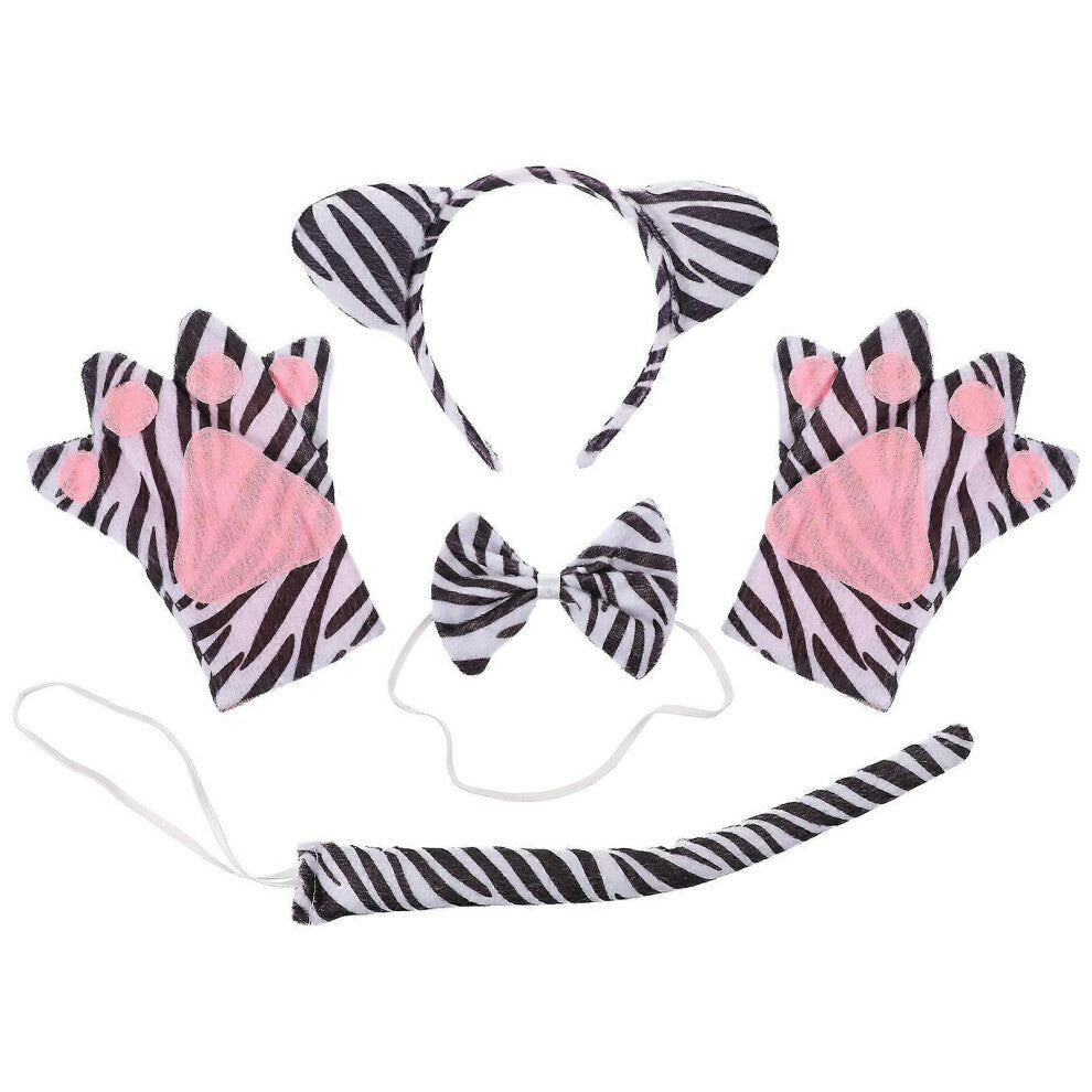 Morsomt Cosplay-tilbehørssett Pannebånd Bowknot halehansker til kostymefest 5 stk assortert farge