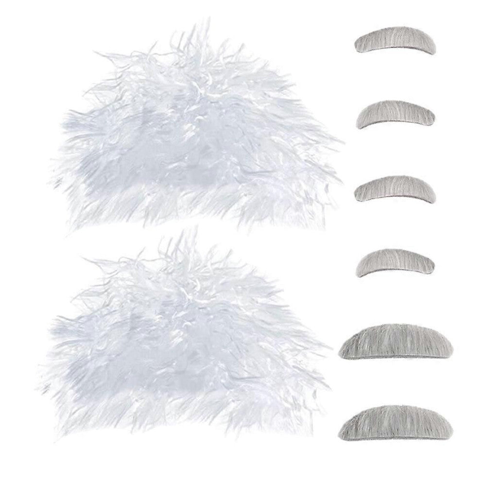 Funny Dress Up Accessories 2 sett Crazy Wig-kostyme for voksne Øyenbrynskjegg Halloween-temaarrangementer